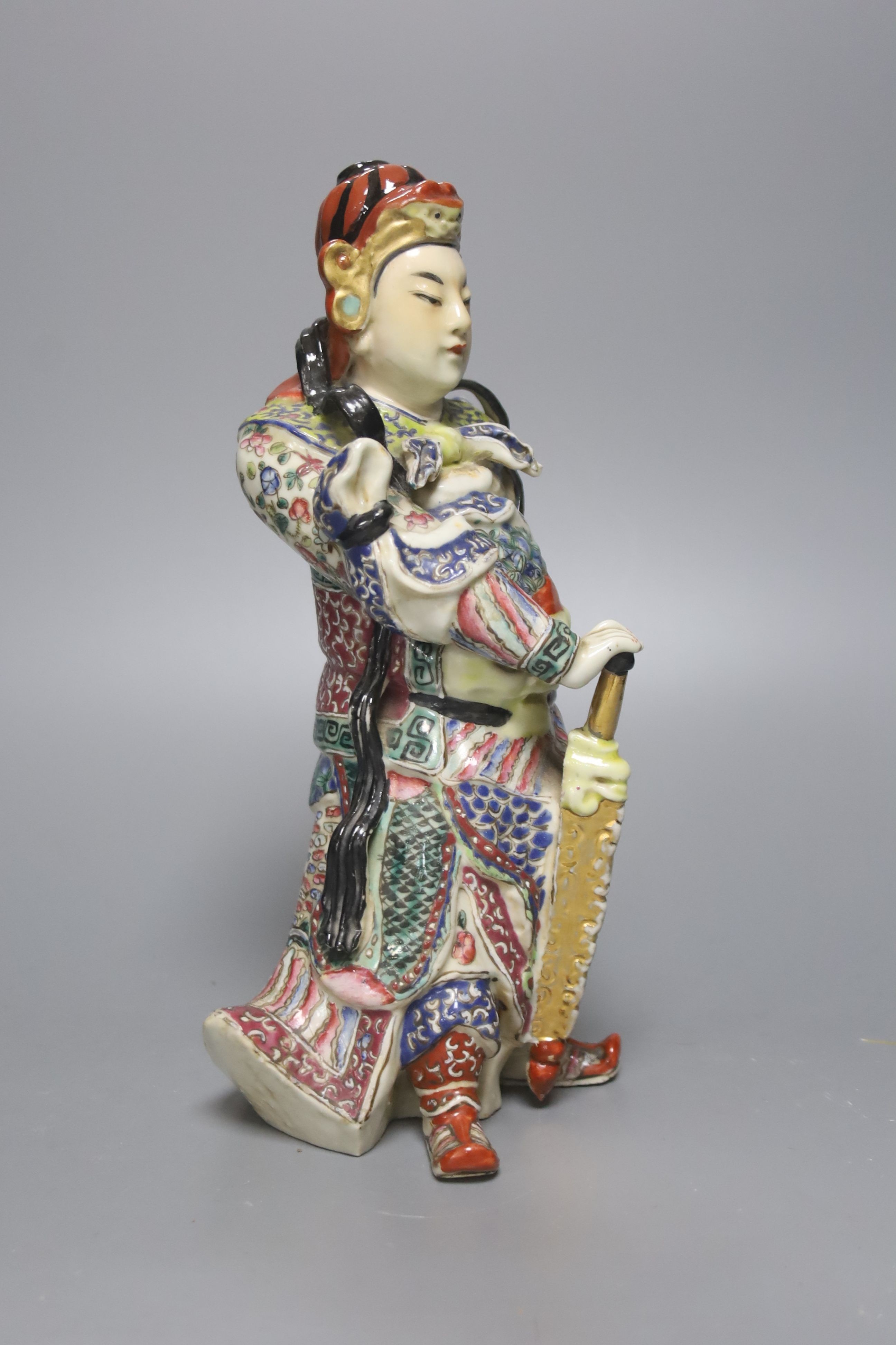 A Chinese enamelled porcelain figure of a General, Republic period, 26cm